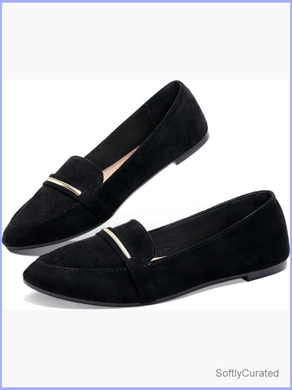 Pointed Toe Loafers Faux Suede Slip On Work Flats Comfortable